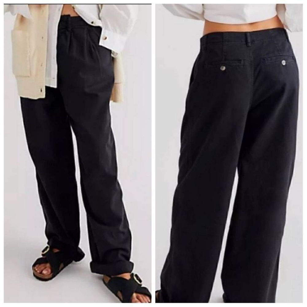 New Free People X REVOLVE Abby Chino High Waisted Trousers Pants Black Sz 2